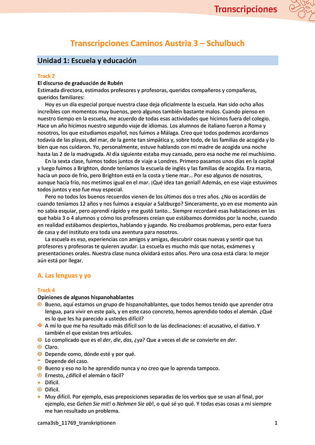 Transkriptionen zum Schulbuch