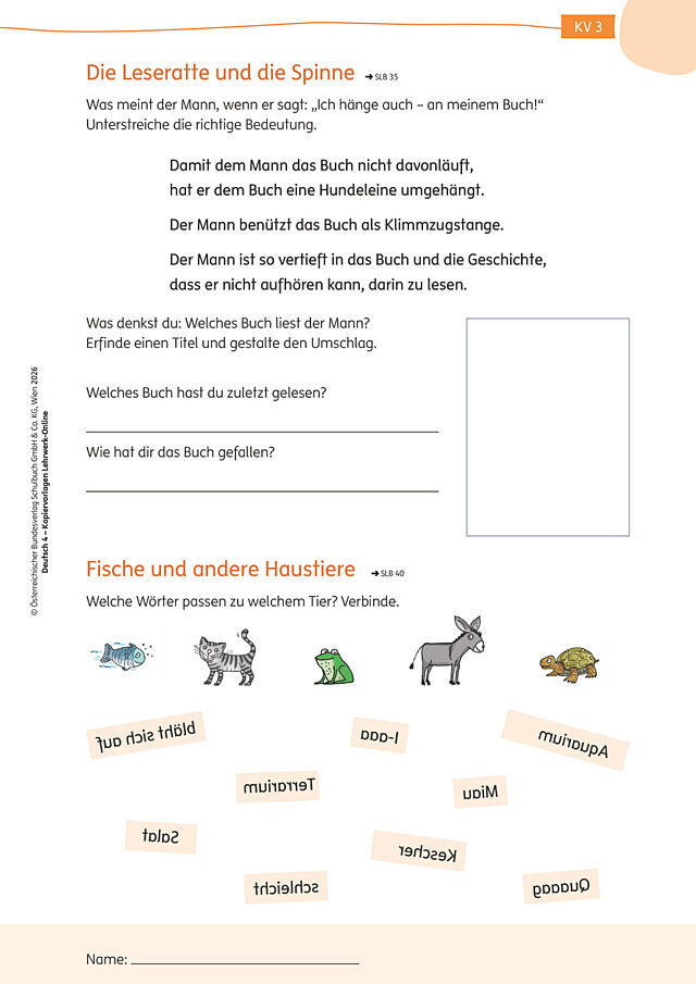 KV3 Die Leseratte und die Spinne, Haustiere