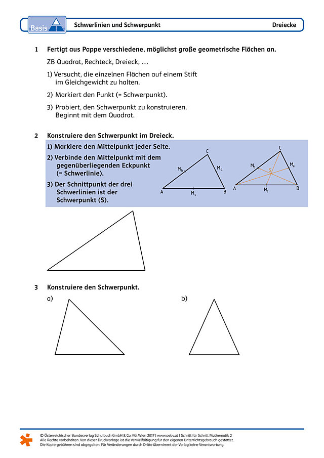 Schwerlinien und Schwerpunkt