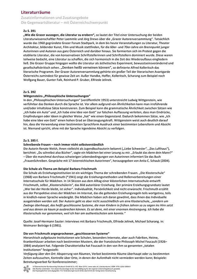 Die Gegenwartsliteratur - mit Österreichschwerpunkt