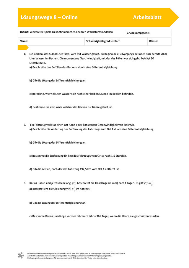 weitere Beispiele zu kont. lin. Wachstumsmodellen