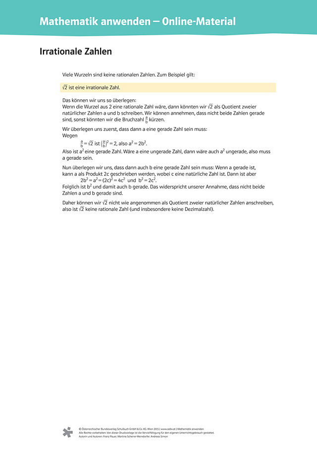 Irrationale Zahlen