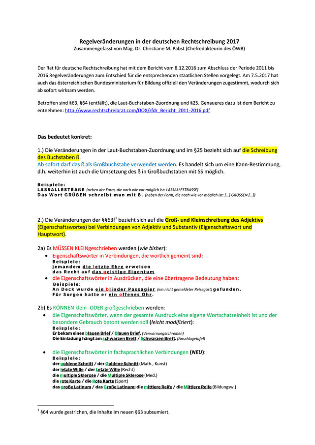 Rechtschreibänderungen 2017
