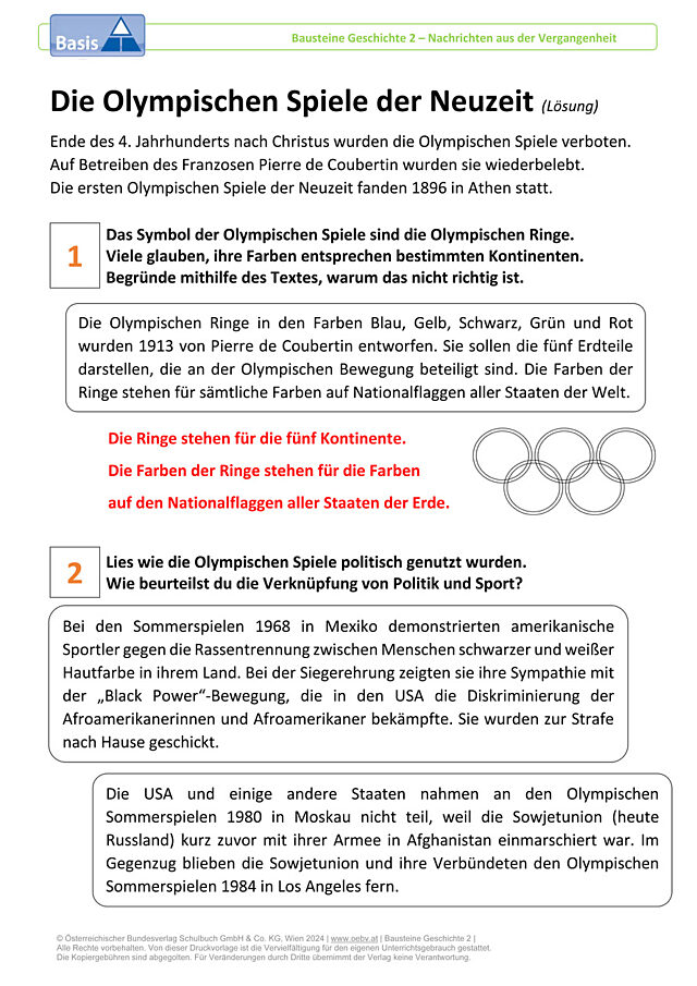 Die Olympischen Spiele der Neuzeit