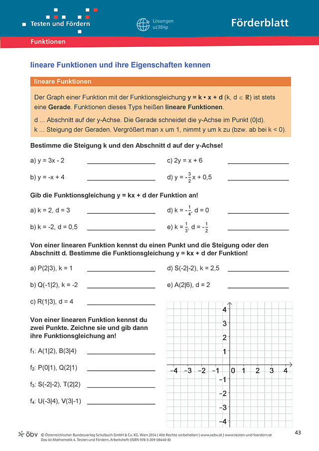 lineare Funktionen und ihre Eigenschaften kennen