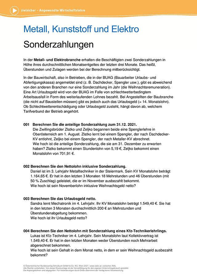 Sonderzahlungen (2021)