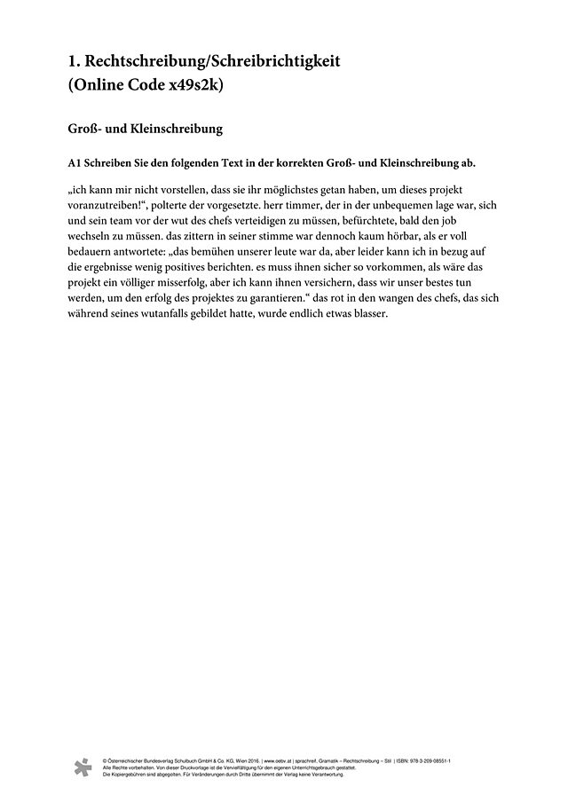 Rechtschreibung / Schreibrichtigkeit 1