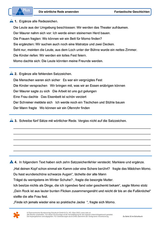 Die wörtliche Rede anwenden