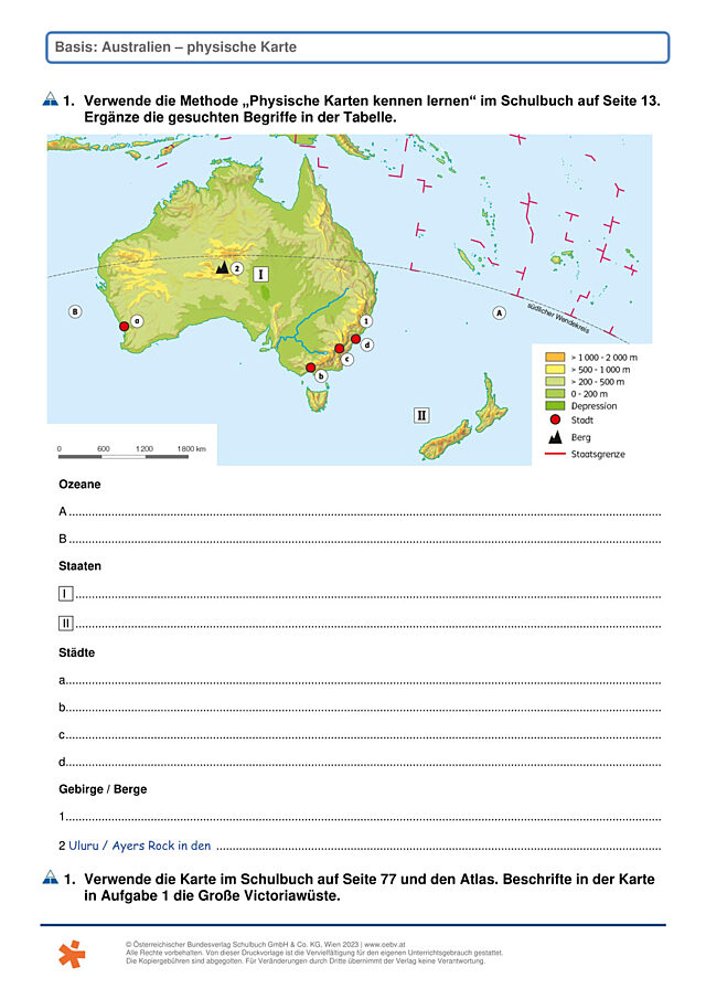 Australien - phys. Karte