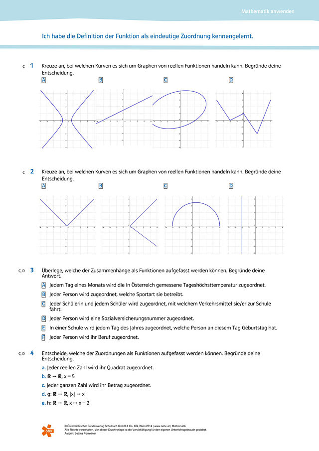die Definition der Funktion als eindeutige Zuordnung kennen