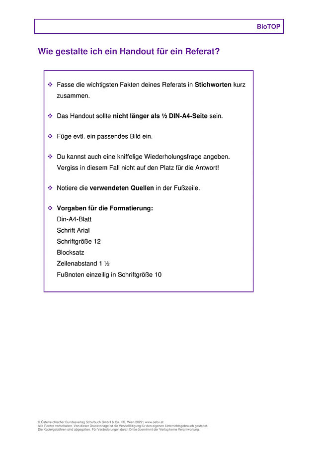 Wie gestalte ich ein Handout für ein Referat?