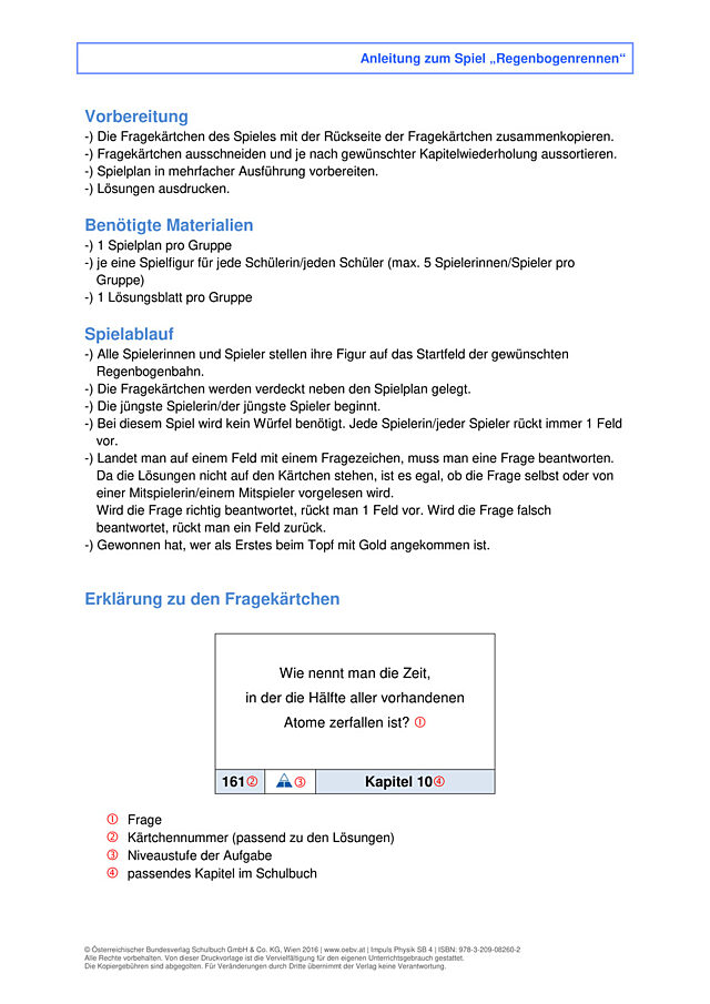 Anleitung zum Spiel „Regenbogenrennen“