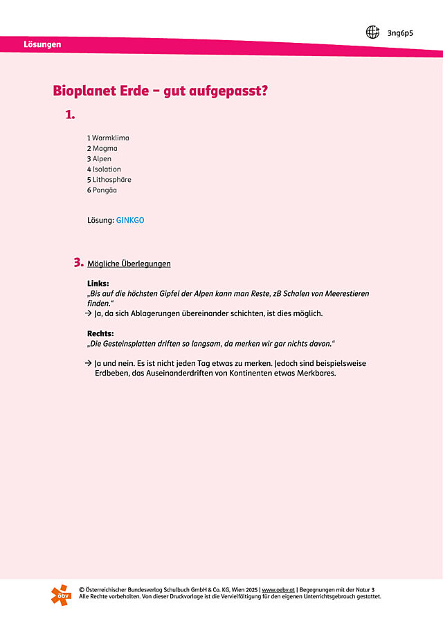 Gut aufgepasst Lösung - Bioplanet Erde