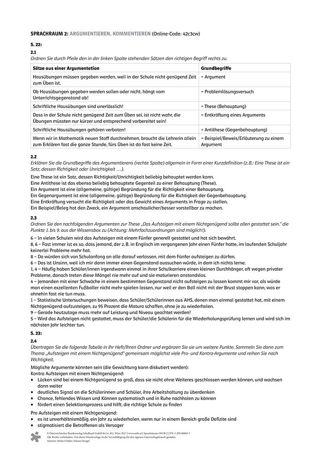 Argumentieren, Kommentieren