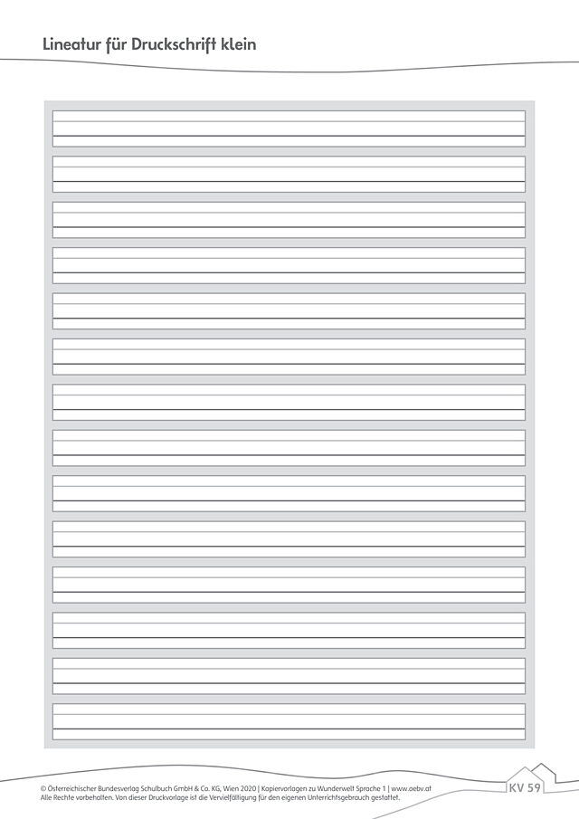 Lineatur für Druckschrift