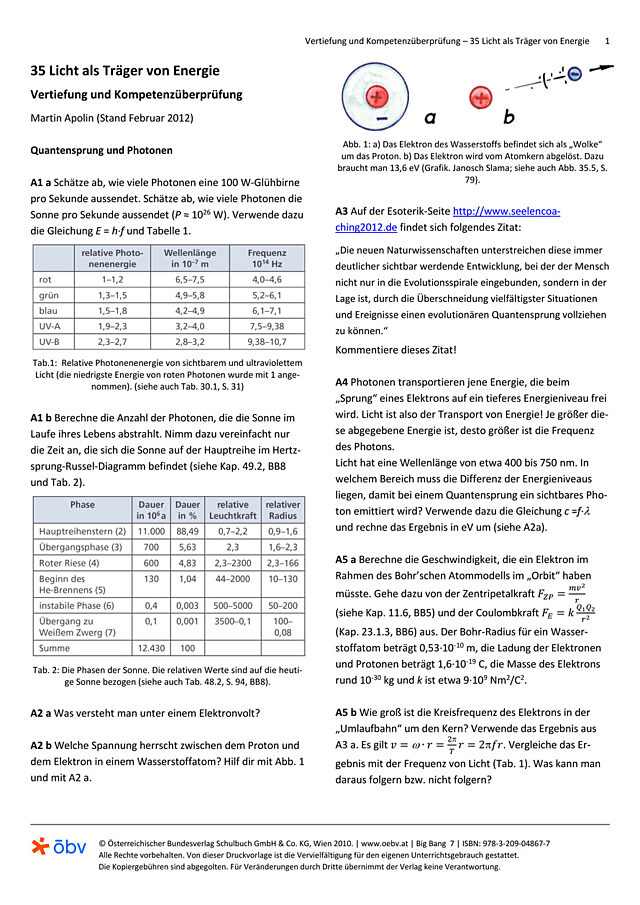 Licht als Träger von Energie