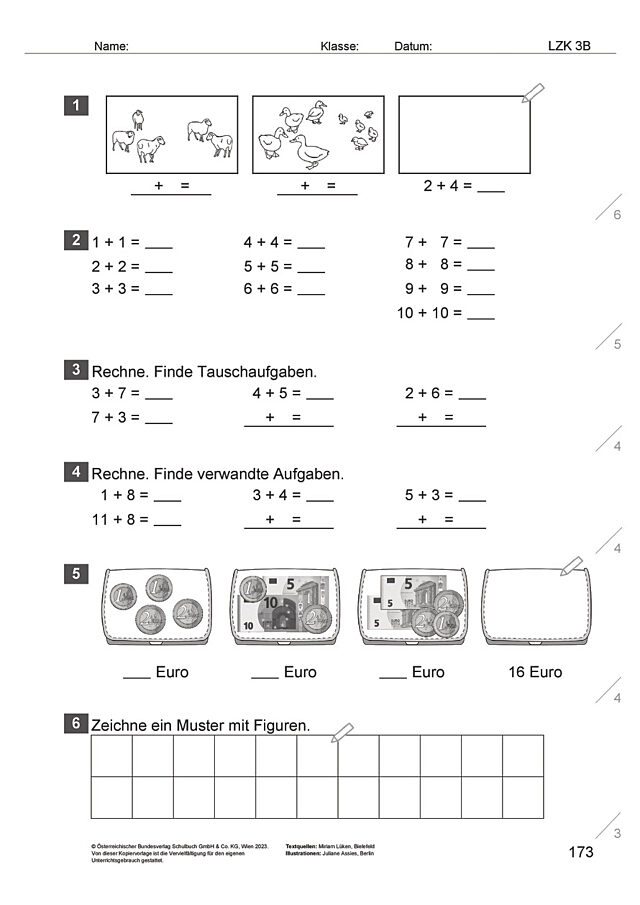 Das Zahlenbuch 1, Lernzielkontrolle 3B