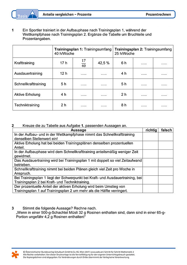 Anteile vergleichen − Prozente