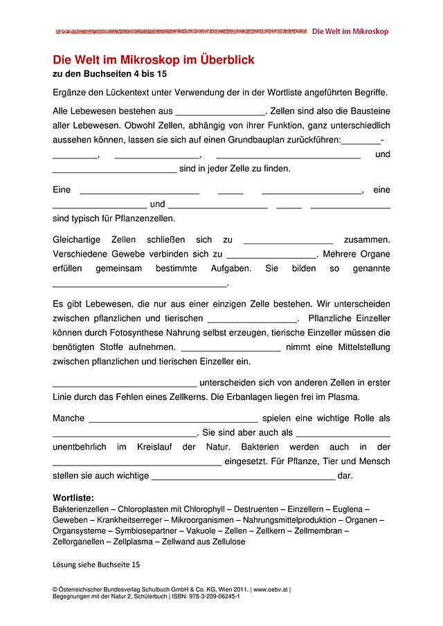 Die Welt im Mikroskop im Überblick