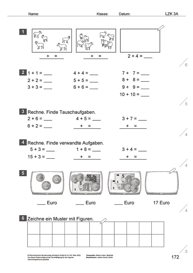 Das Zahlenbuch 1, Lernzielkontrolle 3A