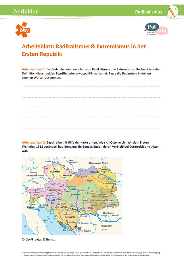 Radikalismus & Extremismus in Österreich: Arbeitsaufträge zum Erklärvideo „Radikalismus & Extremismus in der Ersten Republik“
