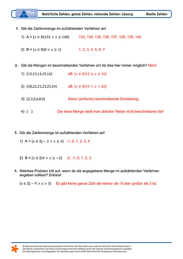 Natürliche Zahlen, ganze Zahlen, rationale Zahlen
