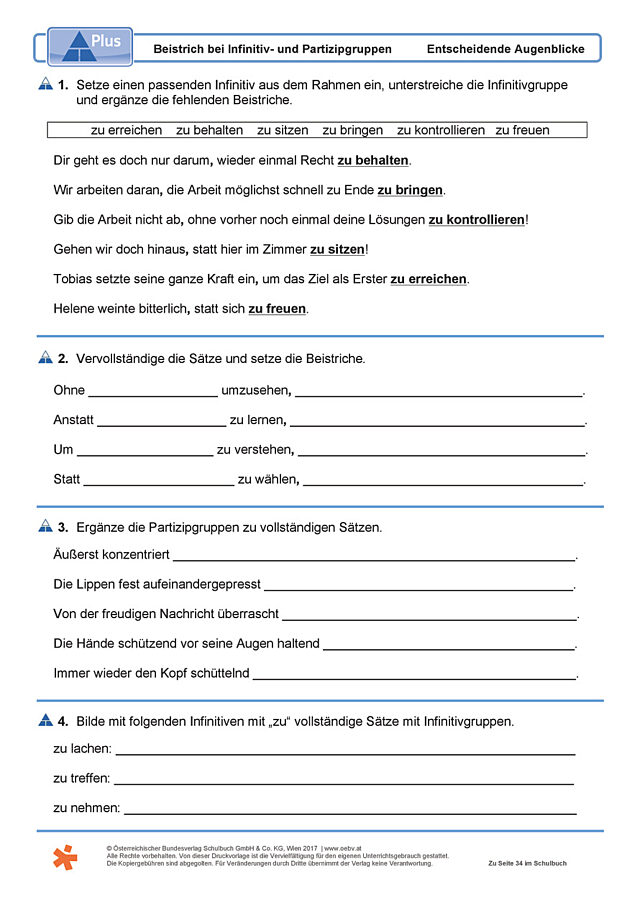 Beistrich bei Infinitiv- und Partizipgruppen