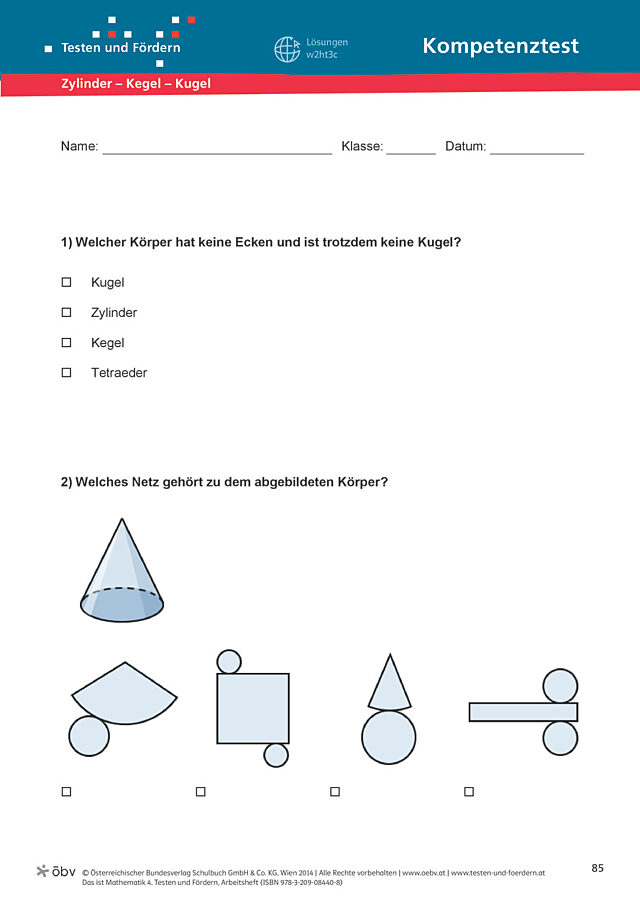 Test Zylinder - Kegel - Kugel