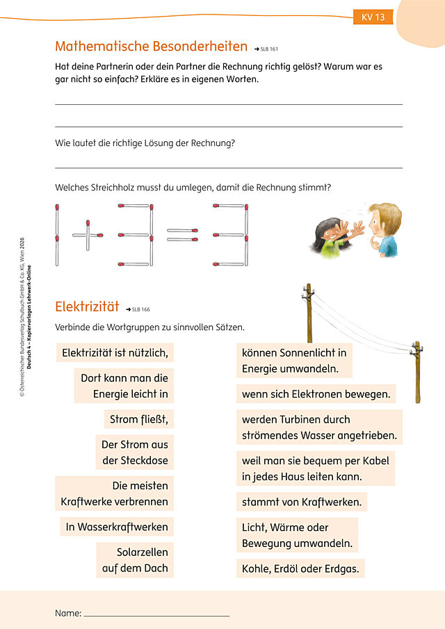 KV13 Mathematische Besonderheiten, Elektrizität