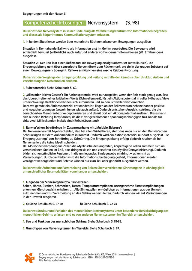 Kompetenzcheck-Lösungen Nervensystem