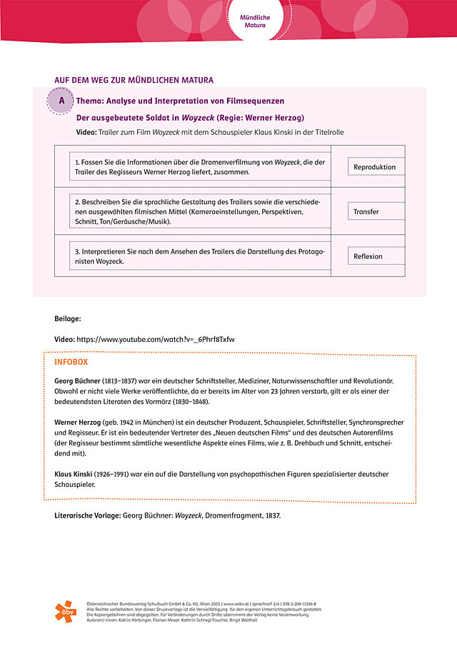 Mündliche Matura: Analyse und Interpretation von Filmsequenzen