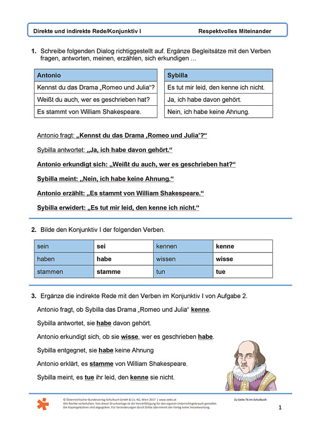 Direkte und indirekte Rede/Konjunktiv I