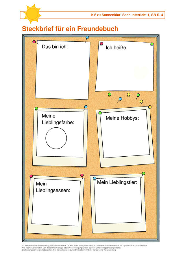 Steckbrief für ein Freundebuch