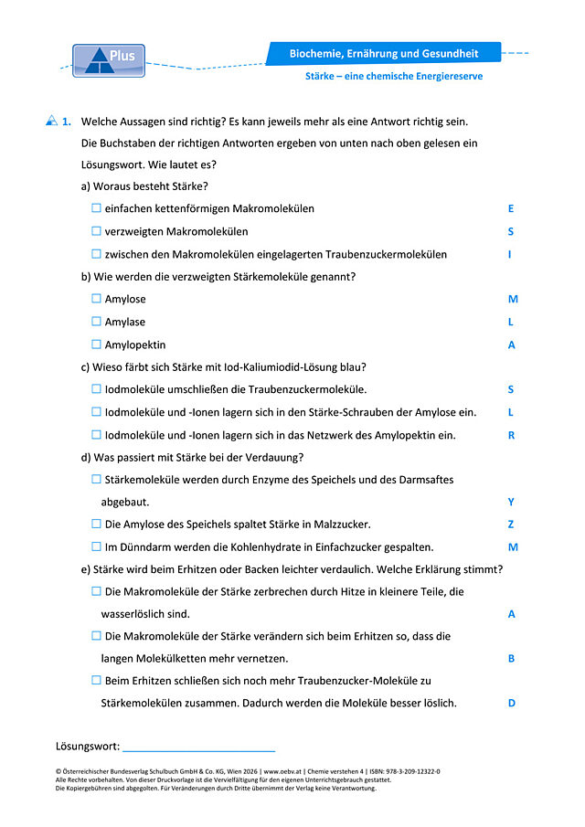 Stärke – eine chemische Energiereserve