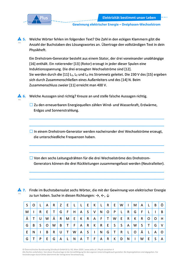 Gewinnung elektrischer Energie – Dreiphasen-Wechselstrom