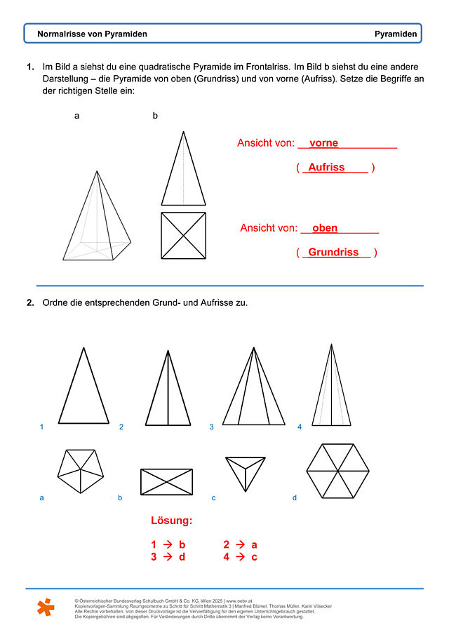Normalrisse von Pyramiden