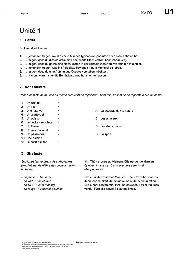 Bilan - Unité 1