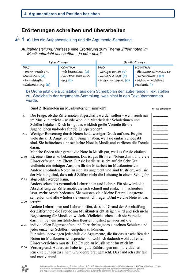 Erörterungen schreiben und überarbeiten