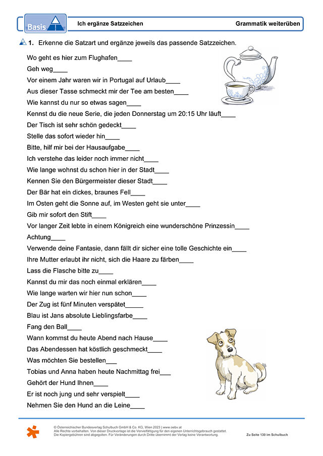 Ich ergänze Satzzeichen