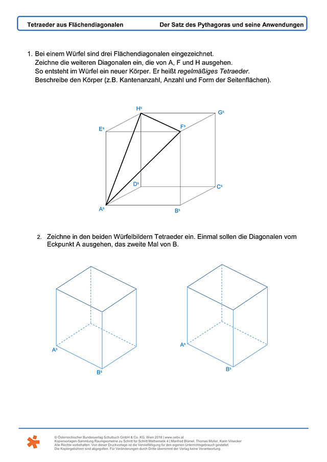 Tetraeder aus Flächendiagonalen