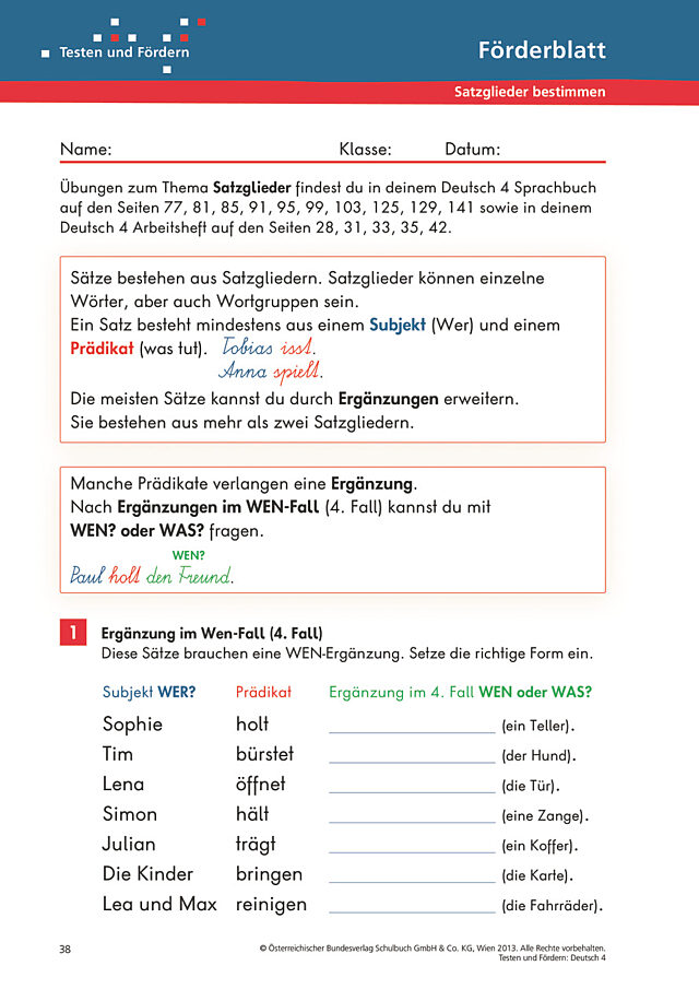 Satzglieder bestimmen