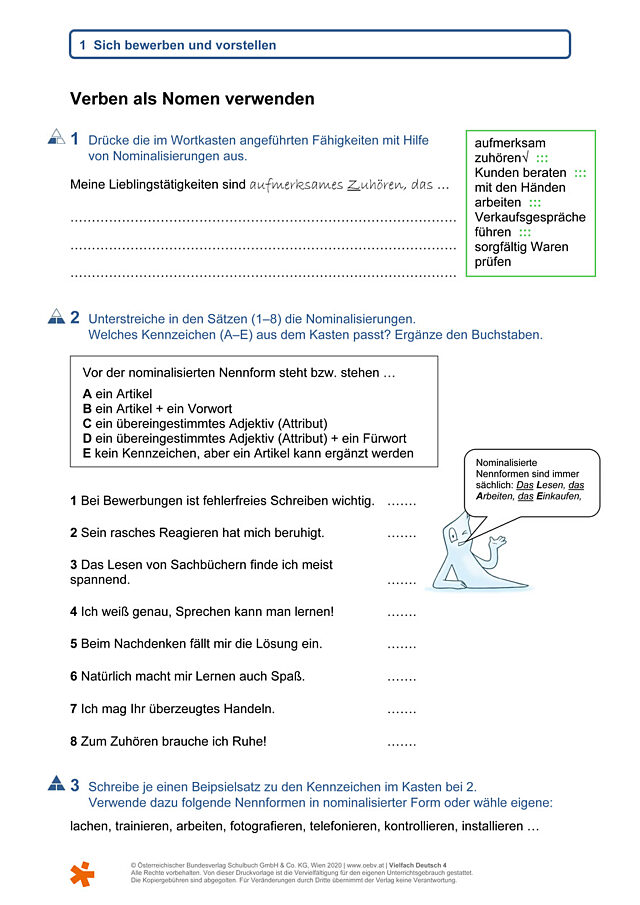 Verben als Nomen verwenden