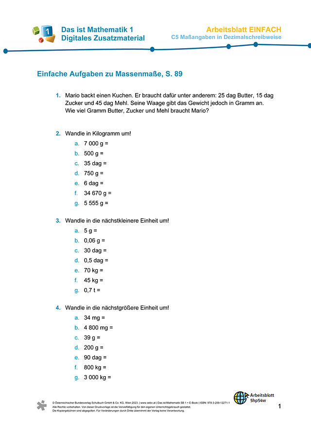 Einfaches AB zu C5 Massenmaße