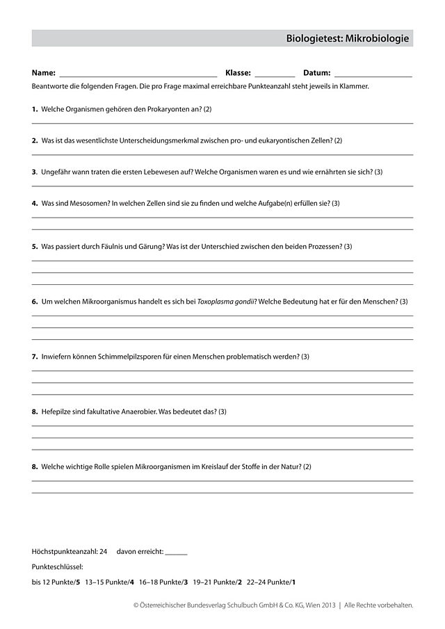 Biologietest: Mikrobiologie