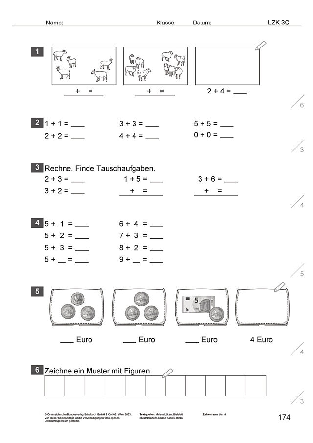 Das Zahlenbuch 1, Lernzielkontrolle 3C