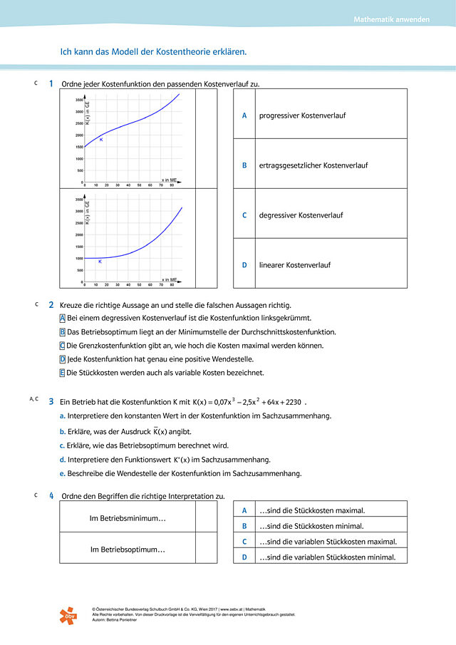 Ich kann das Modell der Kostentheorie erklären.