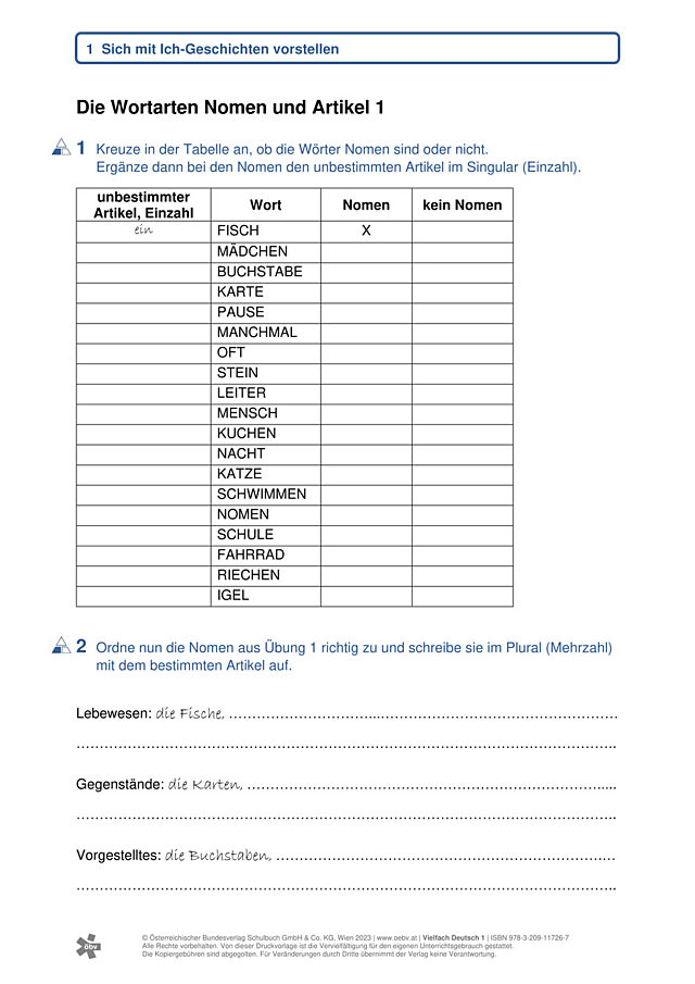 Nomen und Artikel 1