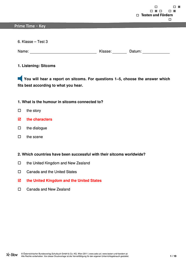 Test 3 Lösungen und GERS-Hinweise