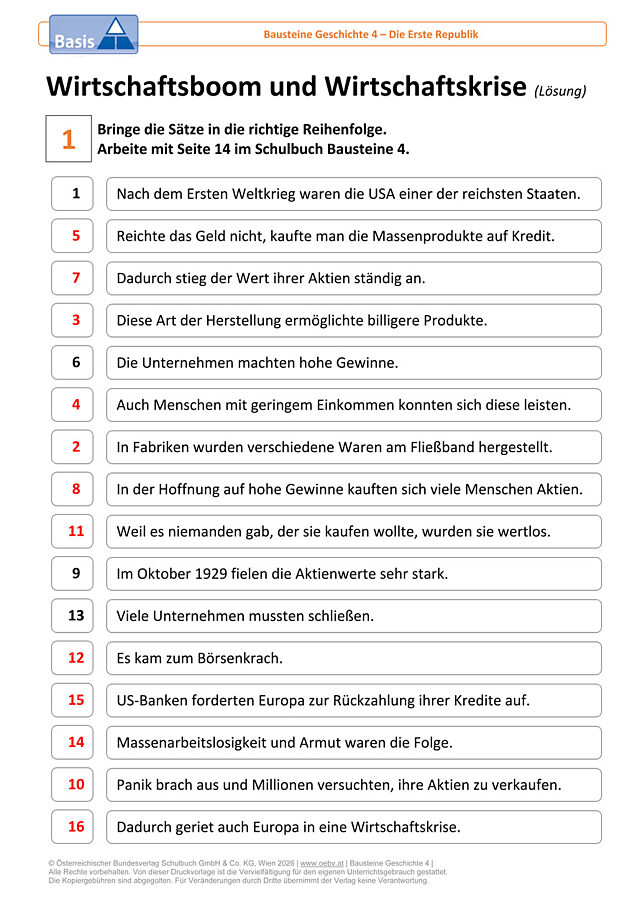 Wirtschaftsboom und Wirtschaftskrise