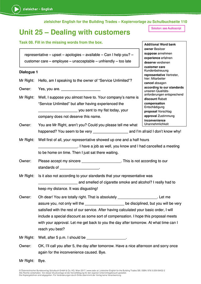 Lückentext Listening